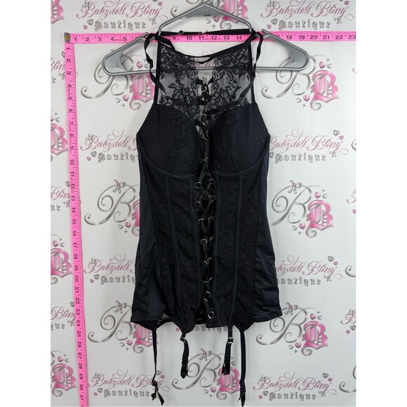 La SENZA Tops - La SENZA tank top corset lace sexy straps Black Lace-Up Bustier Tank Top